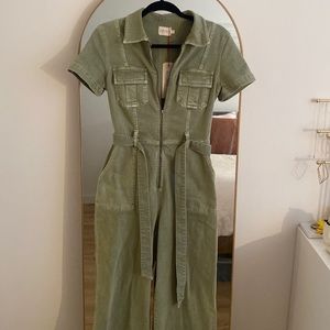Alice + Olivia sage green cargo/jean jumpsuit!